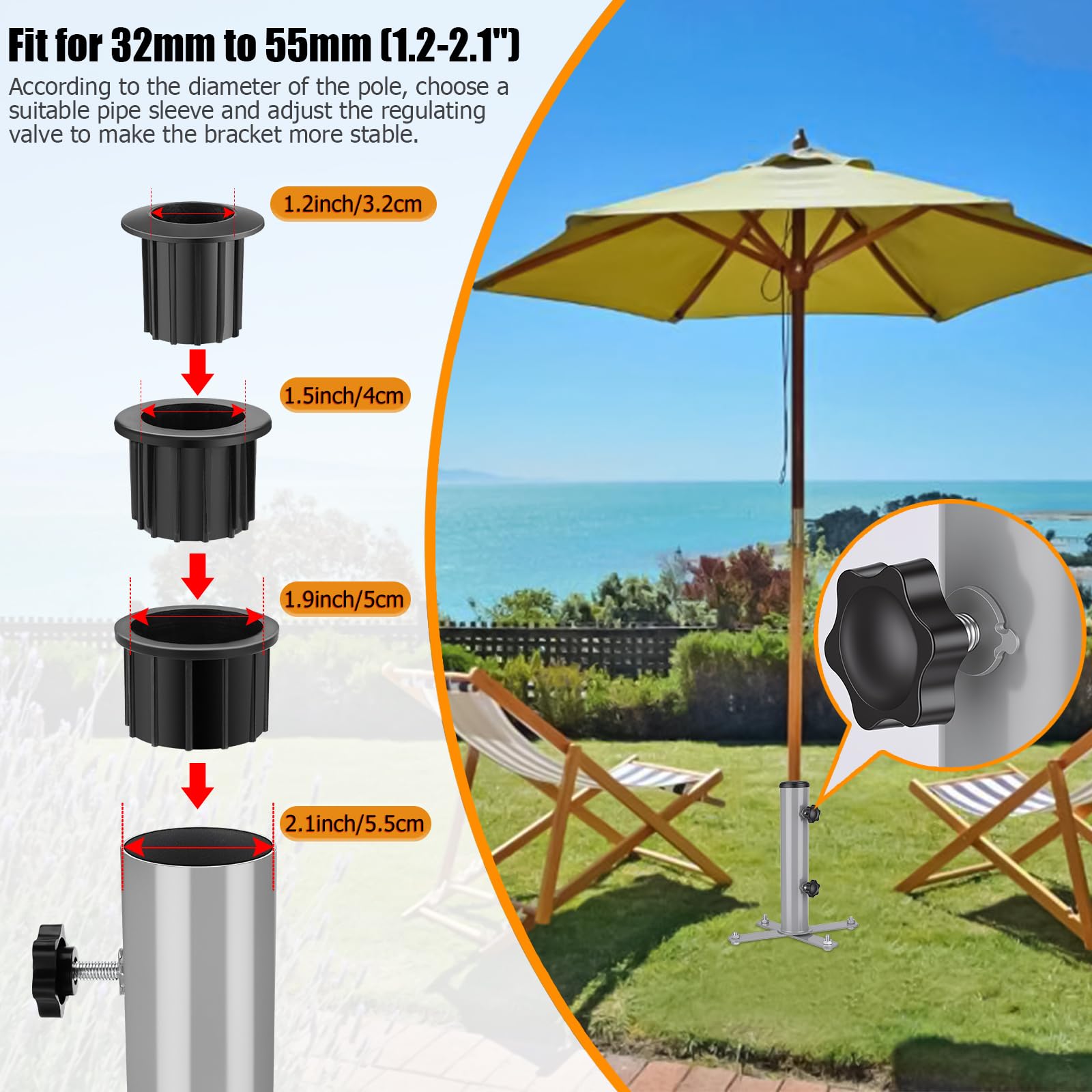 Schirmspieß I Strandschirm-Ankerpfahl I abnehmbarer Schirmständer mit 4 Spießen, für den Außenbereich im Boden, Sonnenschirmständer, Halter für Strand, Sand, Hof, Rasen (Silber)