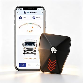 Wireless RV Leveling System with App, Bluetooth Camper Leveler for Travel Trailers, RV Accessories Must Haves for Auto Leveling, Level Motorhome Easily with Wireless RV Level