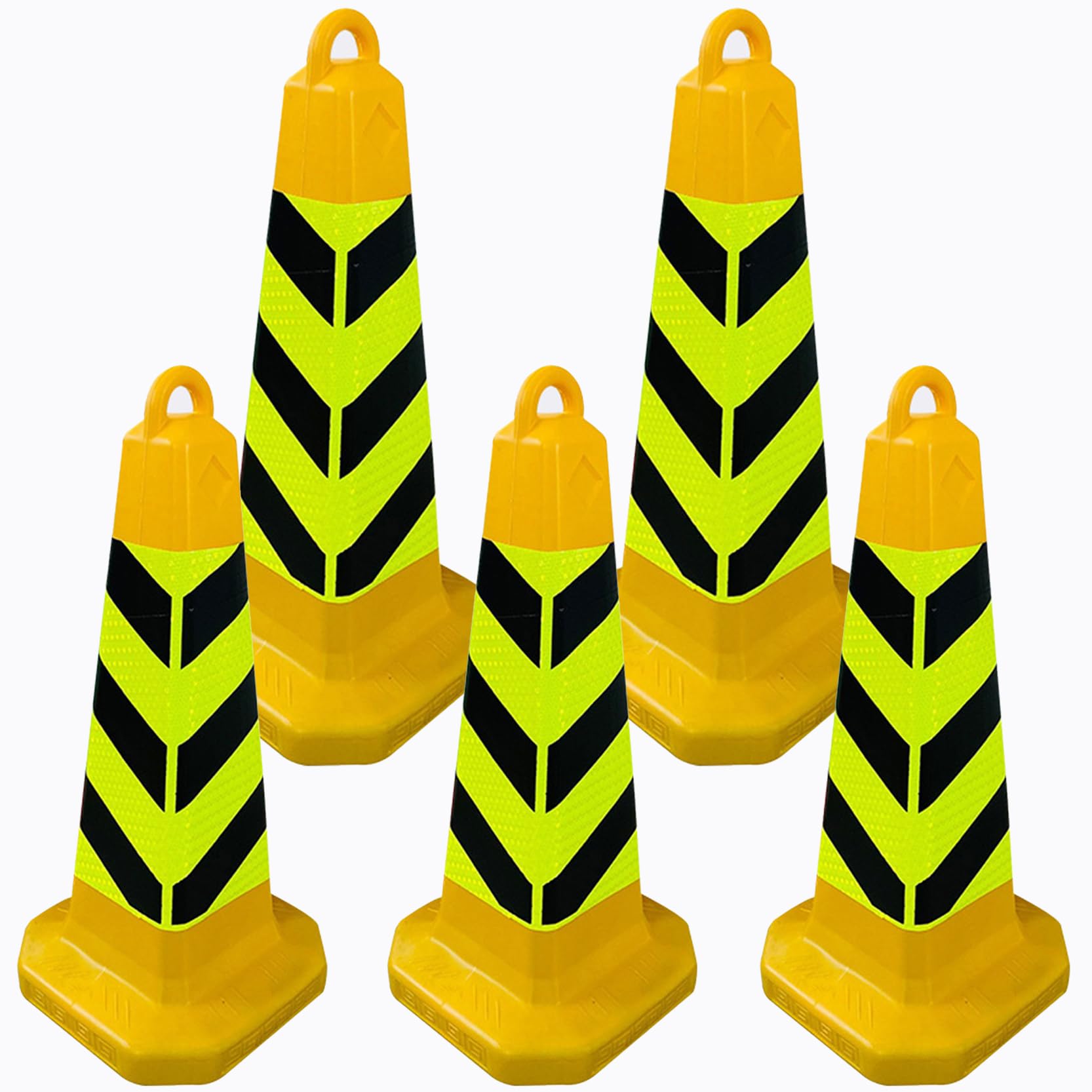 Cône de Signalisation Polyvalent avec Collerette Réfléchissante Idéal pour Les Autoroutes Les Travaux Routiers La Construction La Sécurité des Entrepôts(Size:68x31x31cm,Color:5A)