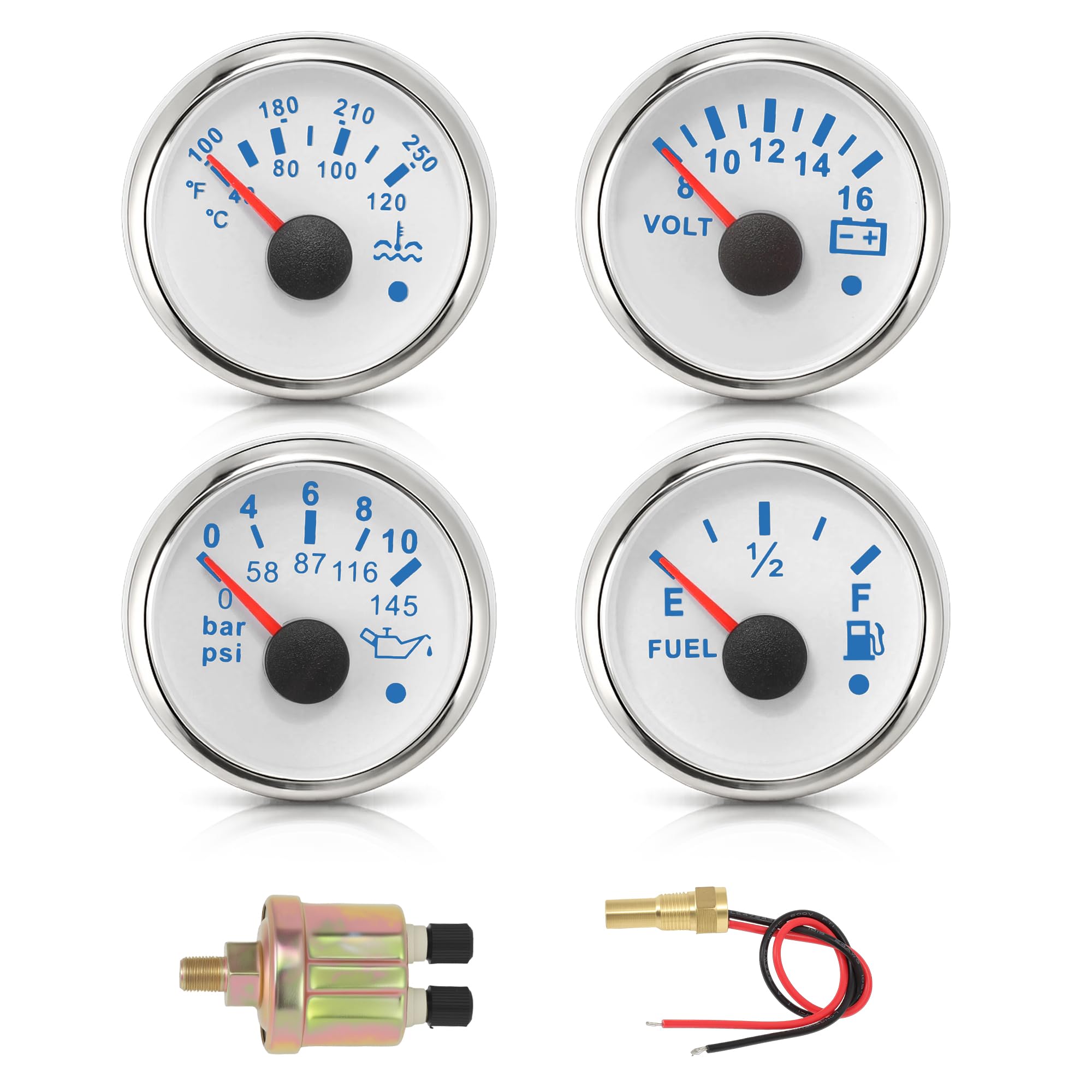 A ABSOPRO Set Indicatori Nautici/Auto Allarme Pressione Olio 2-1/16"