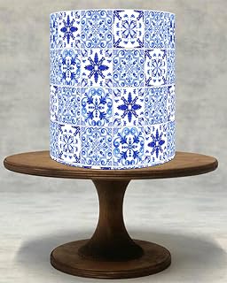 Edible Marble Blue and White Italian Positano Tiles,Mosaic Spanish Majolica Cake Wrap Photo Edible Cake Border ICING/WAFER.!031 (Wafer Paper)