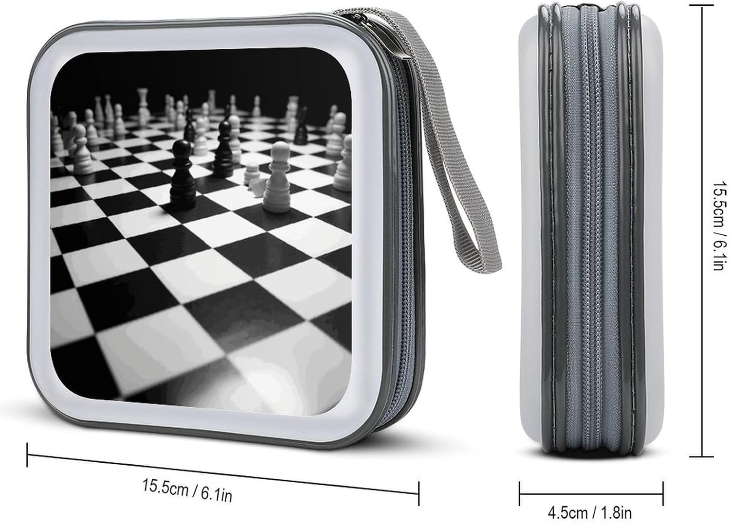 Black White Chess Checkerboard CD/DVD Case Holder 40 Capacity image 2