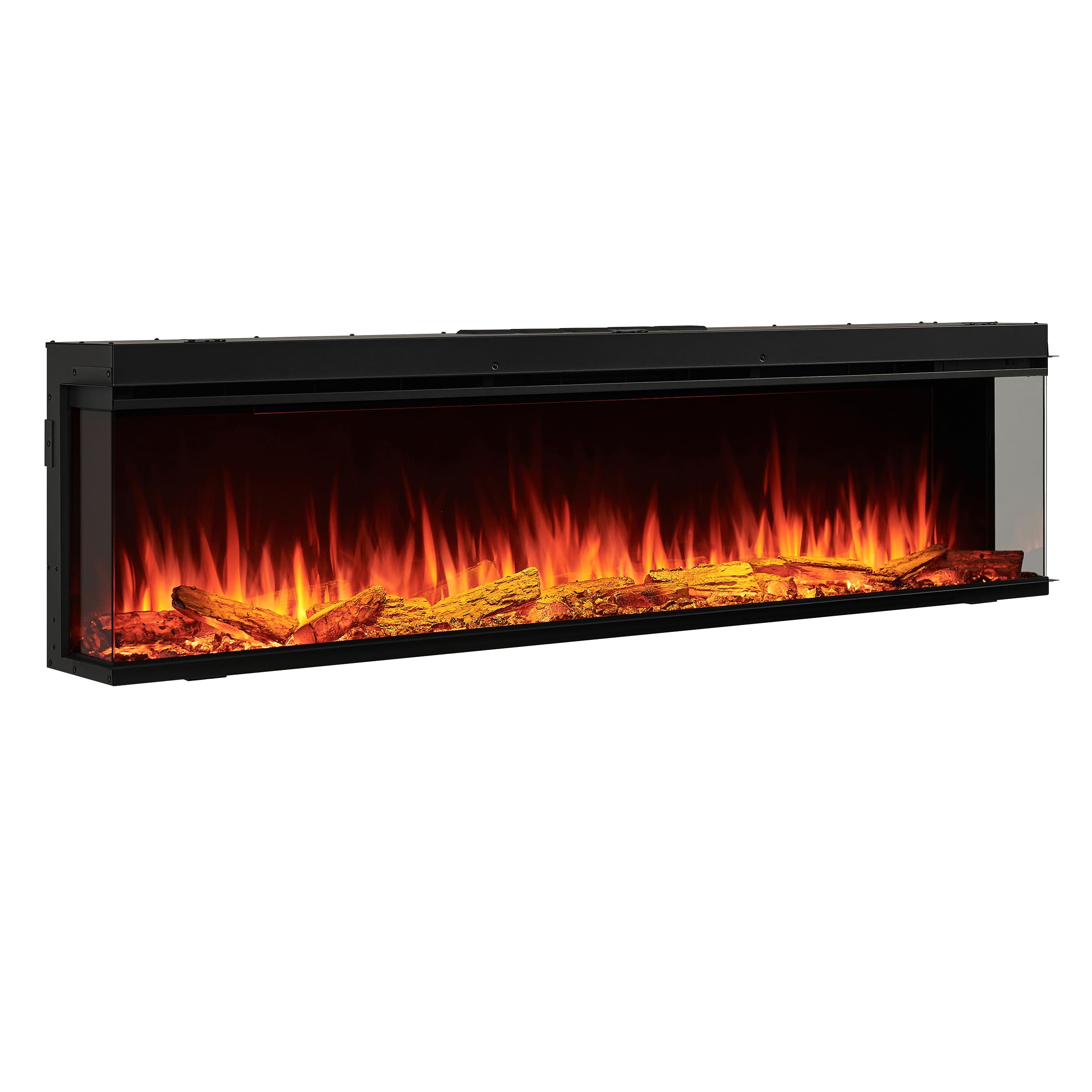 Flamme Xdeep Standard Log 71"/180Cm Knighton Platinum Smart Inset Media Wall Electric Fireplace 1-2-3 Sided View Compatible With Alexa Deep Fuel Bed Perfect For Media Wall