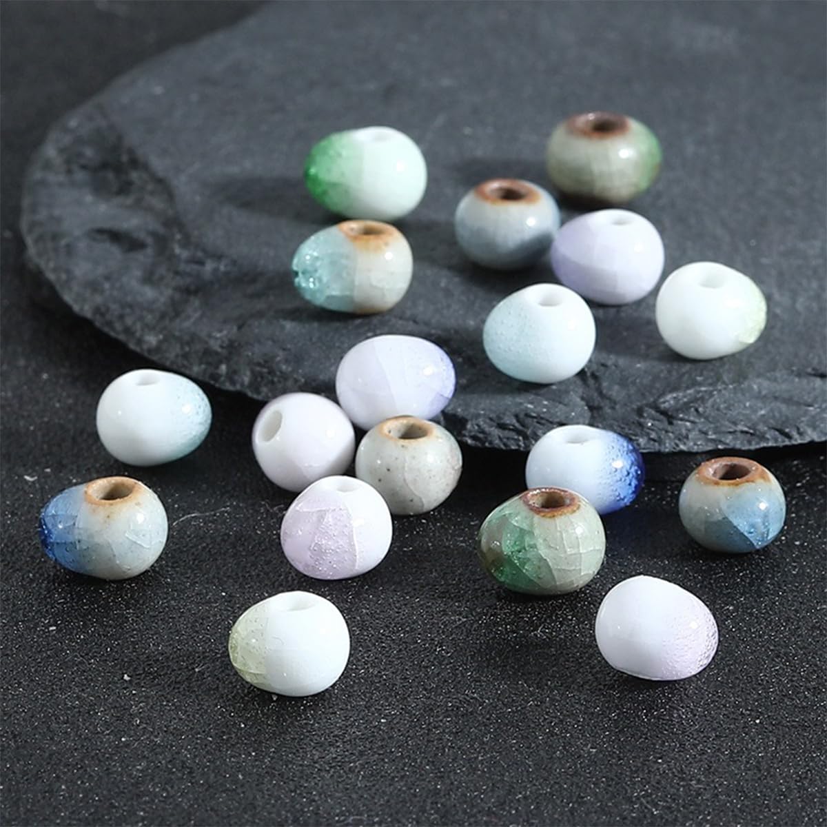 CEMELI Perle di Porcellana ovali 31 * 12mm 20/30 Pezzi Perline di Ceramica ovali Fatte a Mano per la creazione di Gioielli Perline distanziatrici per Braccialetti Fai da Te