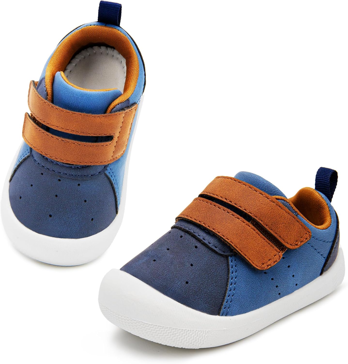 Walking Shoes for Babies Boys Girls 6-24 Months Wide Toe Box Barefoot Zero Drop Infant Shoes Lightweight Nonslip First Walkers Soft PU Leather Toddler Sneakers