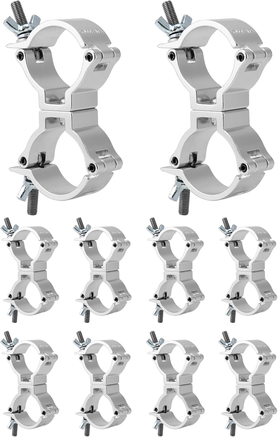 Lighting Truss Swivel Coupler, 10 Pack 1.57-2" DJ Lighting Clip, 220 lbs Heavy Duty Aluminum Stage Light Truss Rotary Joint, Silver