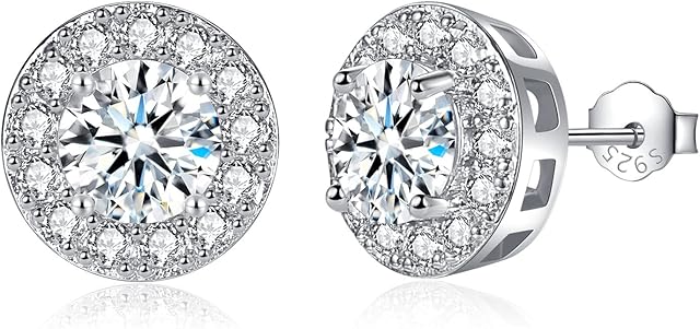 Sterling Silver Stud Earrings for Women 925 Sterling Silver Earrings with Cubic Zirconia For Girlfriend Mum Sisiter Birthday Christmas Presents