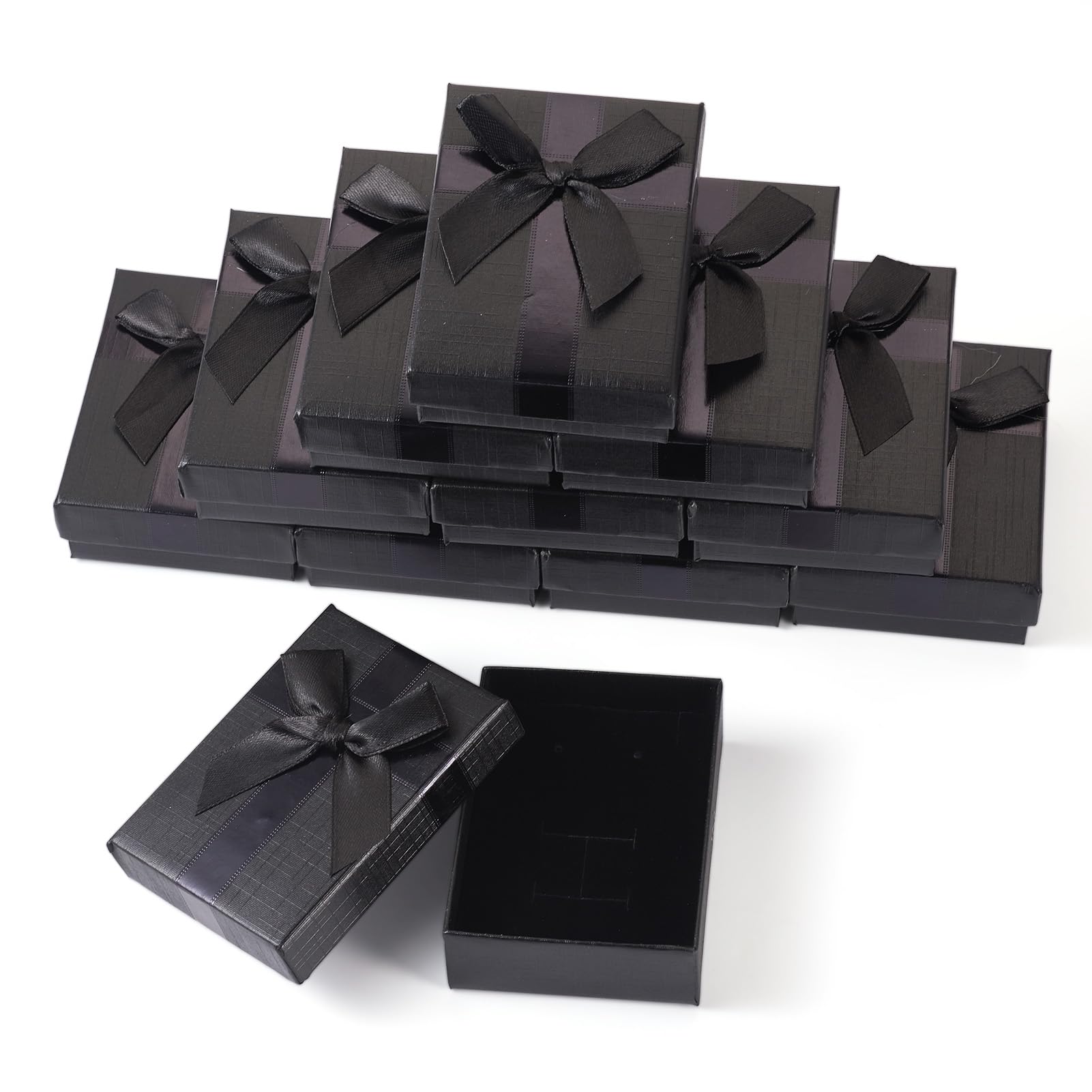 Boutigem 12 Pack Black Small Gift Boxes 6.8 x 9.1 x 3.1 cm Jewelry Gift Boxes Empty Jewelry Display Boxes Bowknot Gift Wrapping Supplies for Pendant