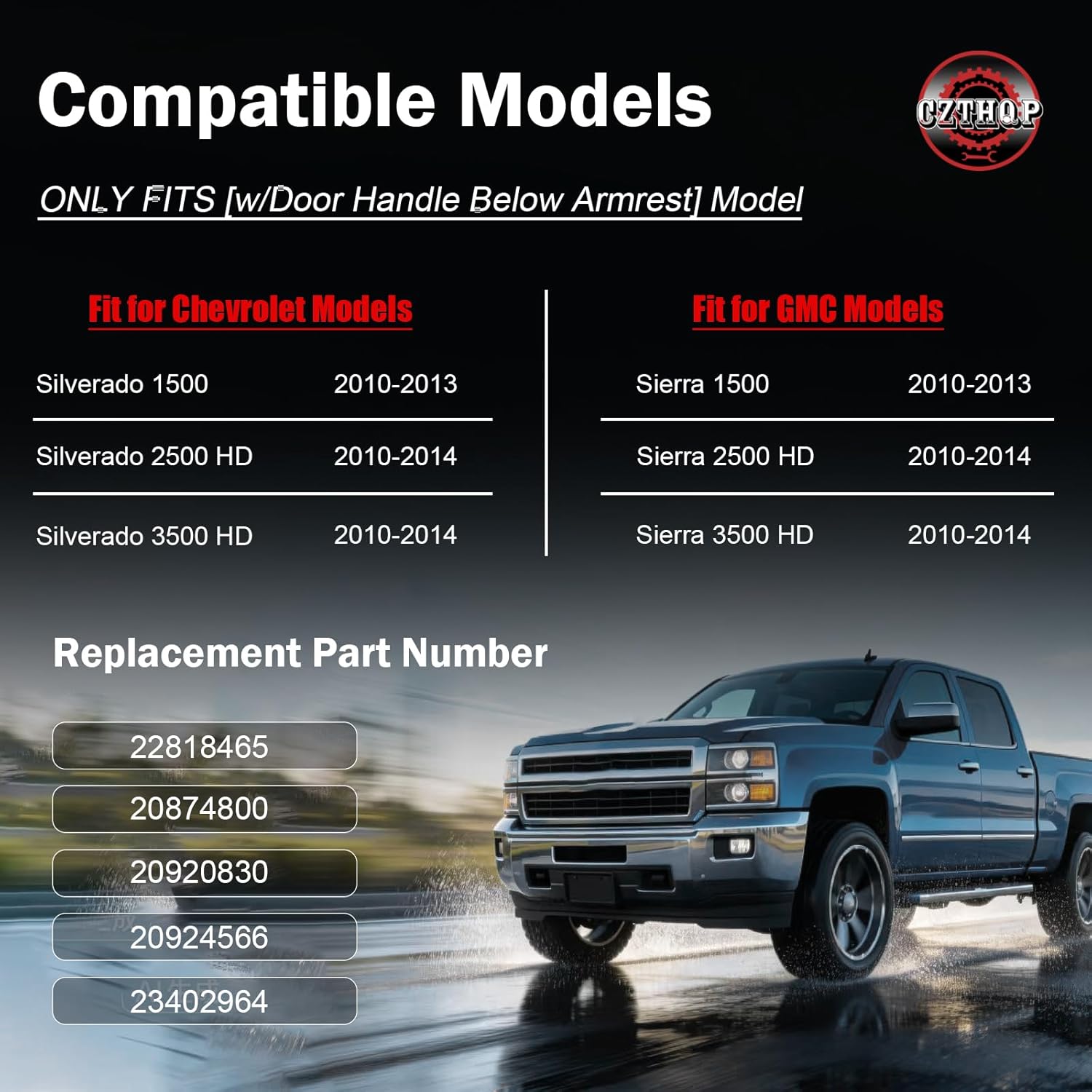 22818465 Front Left Driver Side Armrest Repair Kit with Metal Bracket, Compatible with Chevy Silverado/GMC Sierra 1500 2500HD 3500HD 2010-2014, Fit Door Panel with Handle Below Armrest, Black