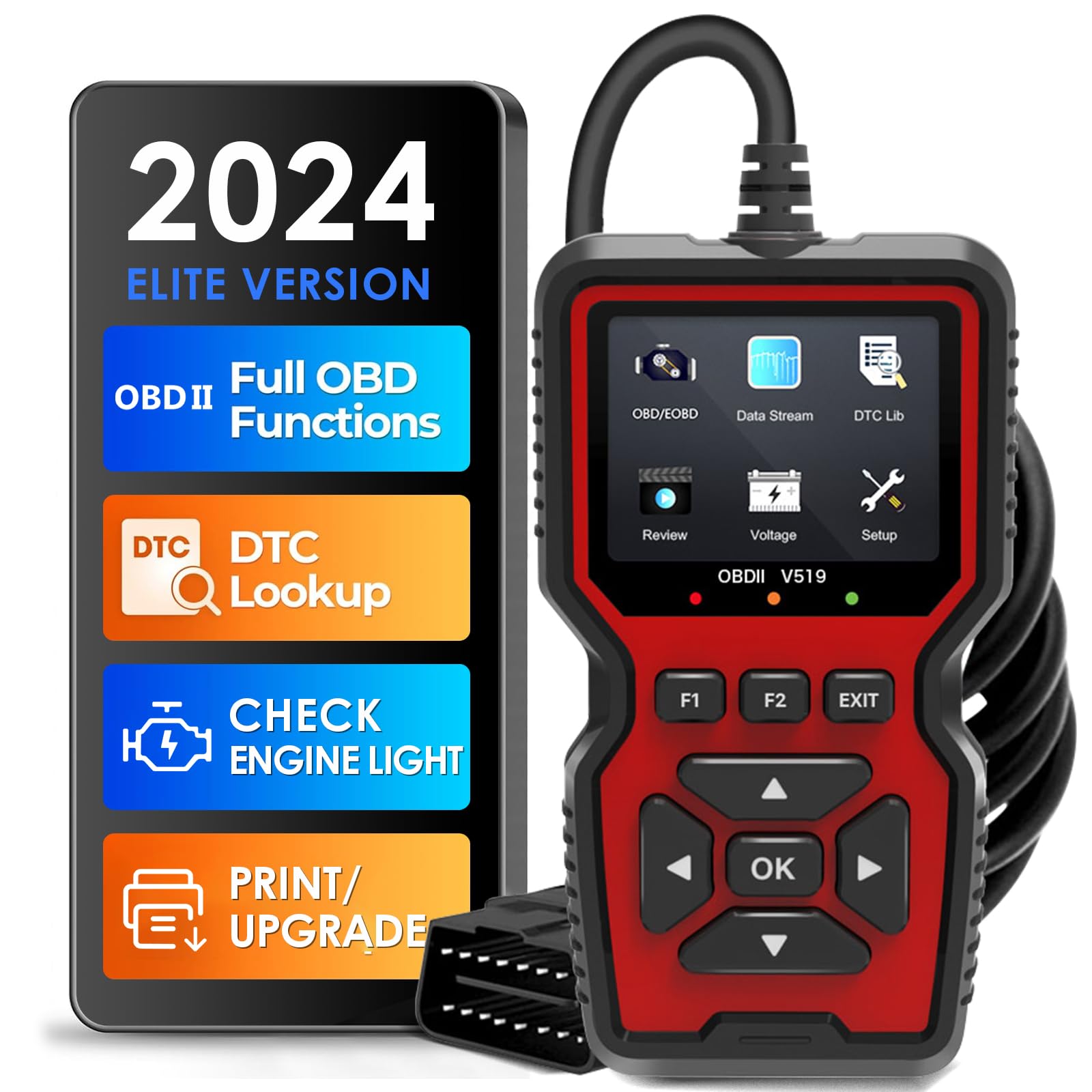 HyAdierTech OBD2 Auto Diagnosi, V519 Scanner OBD Diagnostica per Autoveicoli, Universale Motore Lettore di Codici di Guasto Strumento di Scansione Diagnostica, Compatibile con i Protocolli OBDII
