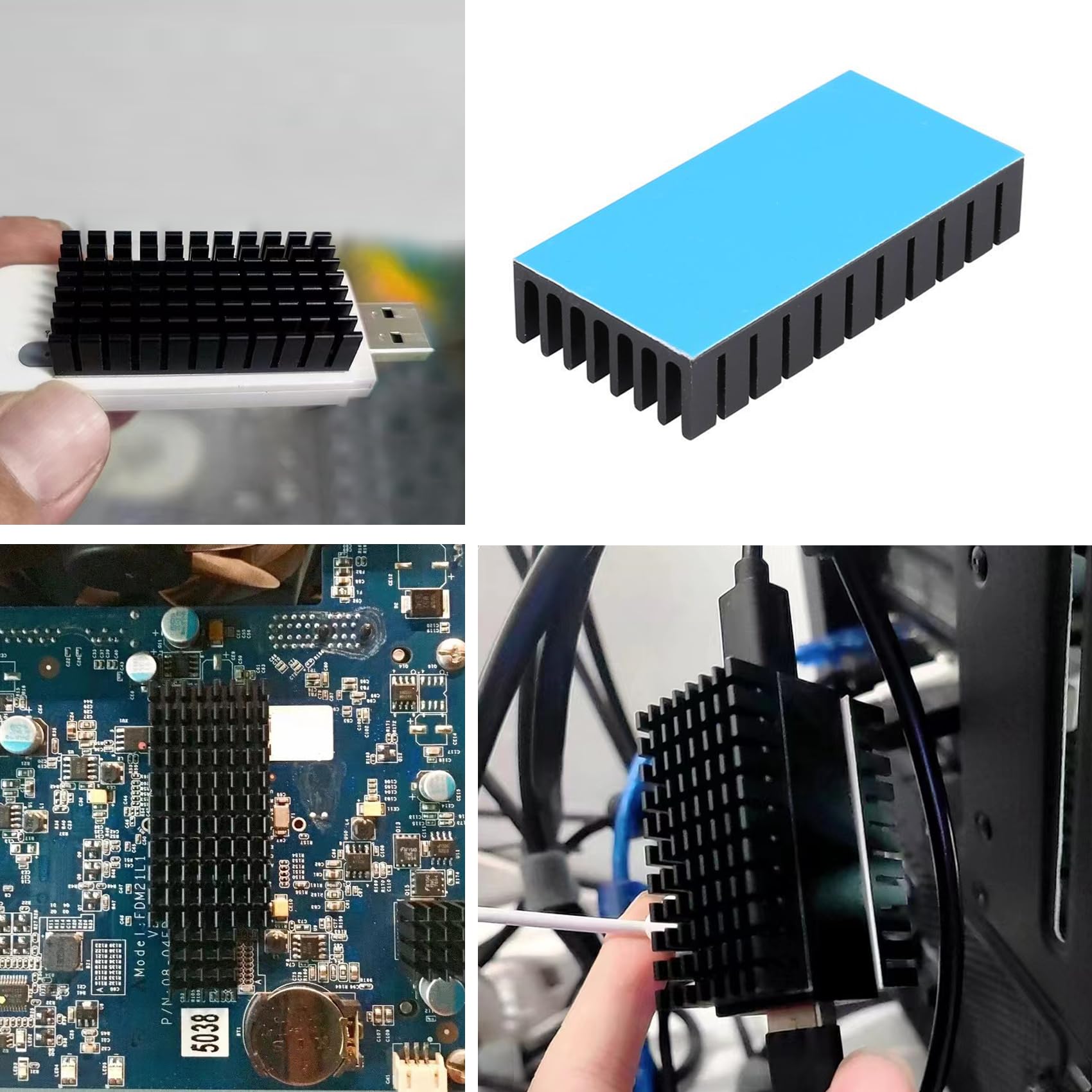 Disipador de calor de 0.984 in de 0.984 in, 2 x 1 x 0.4 pulgadas con cinta conductora térmica, disipador de calor de aluminio enfriador para enfriar, dispositivos electrónicos USB, WiFi, 6