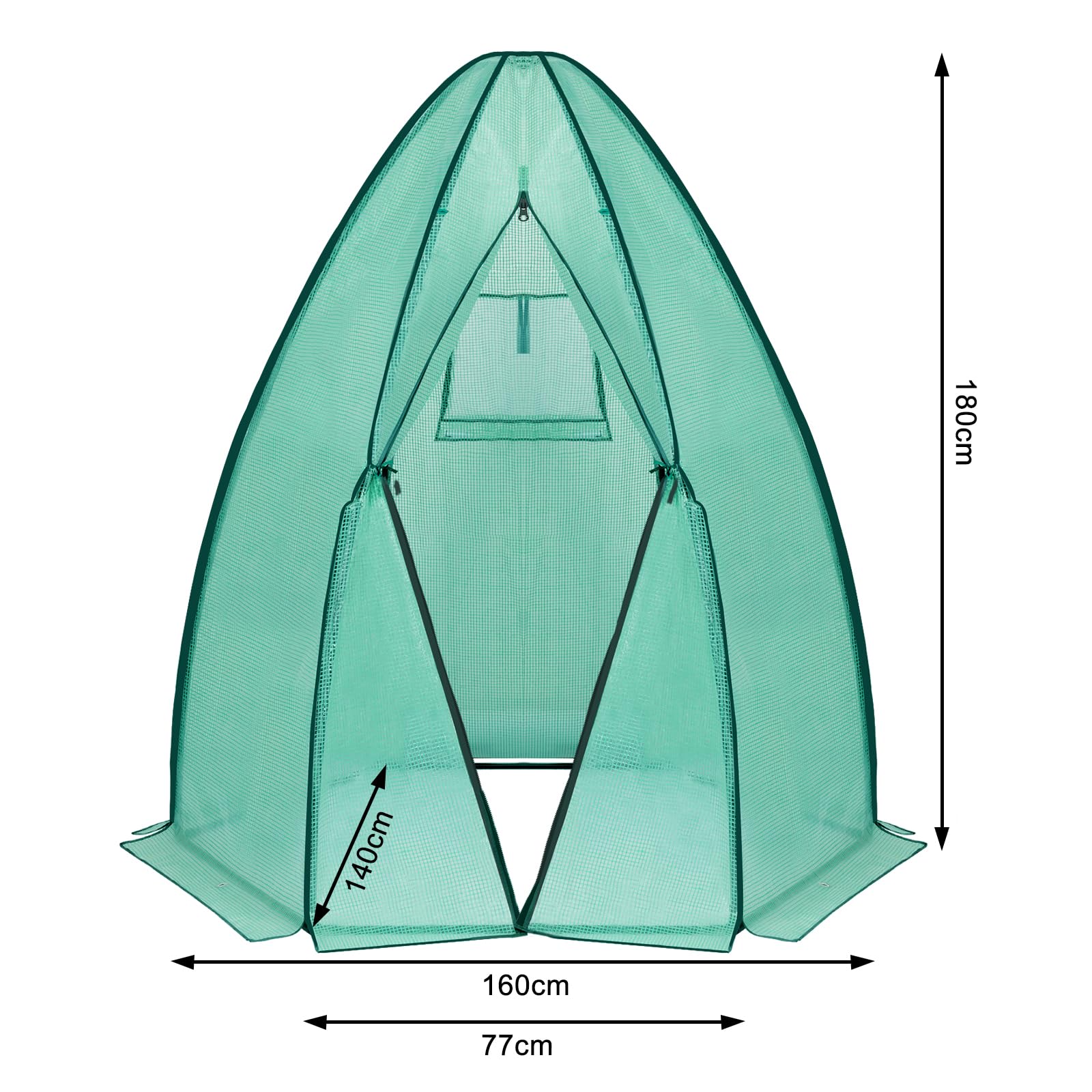 WOLTU Invernadero de Jardín Invernadero para Cultivo Plantas Semilla 160x160x180cm Estructura Metal Estable de PE de 130g/m Impermeable Rresistente al Viento y Rayos UV Verde