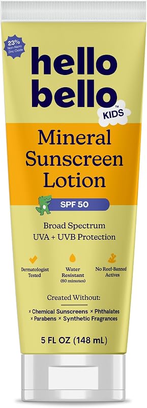 Hello Bello Kids Sunscreen, SPF50 Broad-Spectrum Mineral Sun Lotion, 5oz