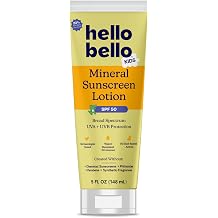 Hello Bello Kids Mineral SPF 50 Sunscreen Lotion with Broad Spectrum UVA + UVB Protection, Water Resistant and Reef Friendly Sun Protection for Babies and Kids, 5 fl oz Pack of 1
