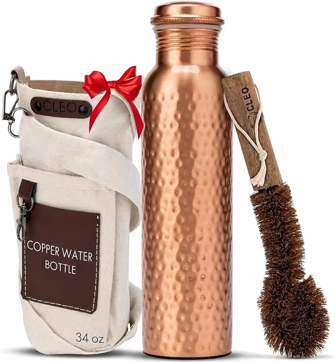 Botella de Agua de Cobre Puro Martillado a Mano 950 ml – Botella…