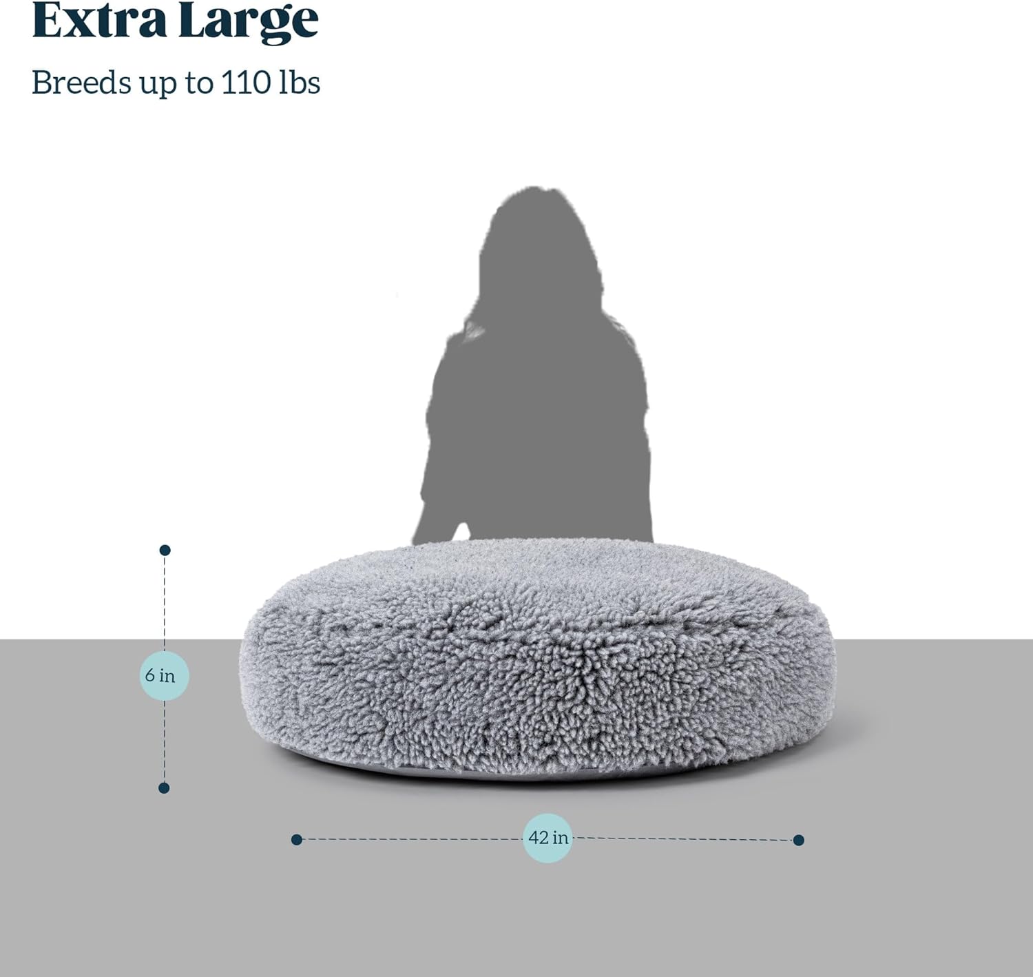 PELZIN Stoutwool Indestructible Dog Bed - Round Chew Proof Dog Pad - Fluffy Pillow Bed for Aggressive Chewers - Durable - Washable - Ideal for Extra Large Dog Breeds - 42", Charcoal
