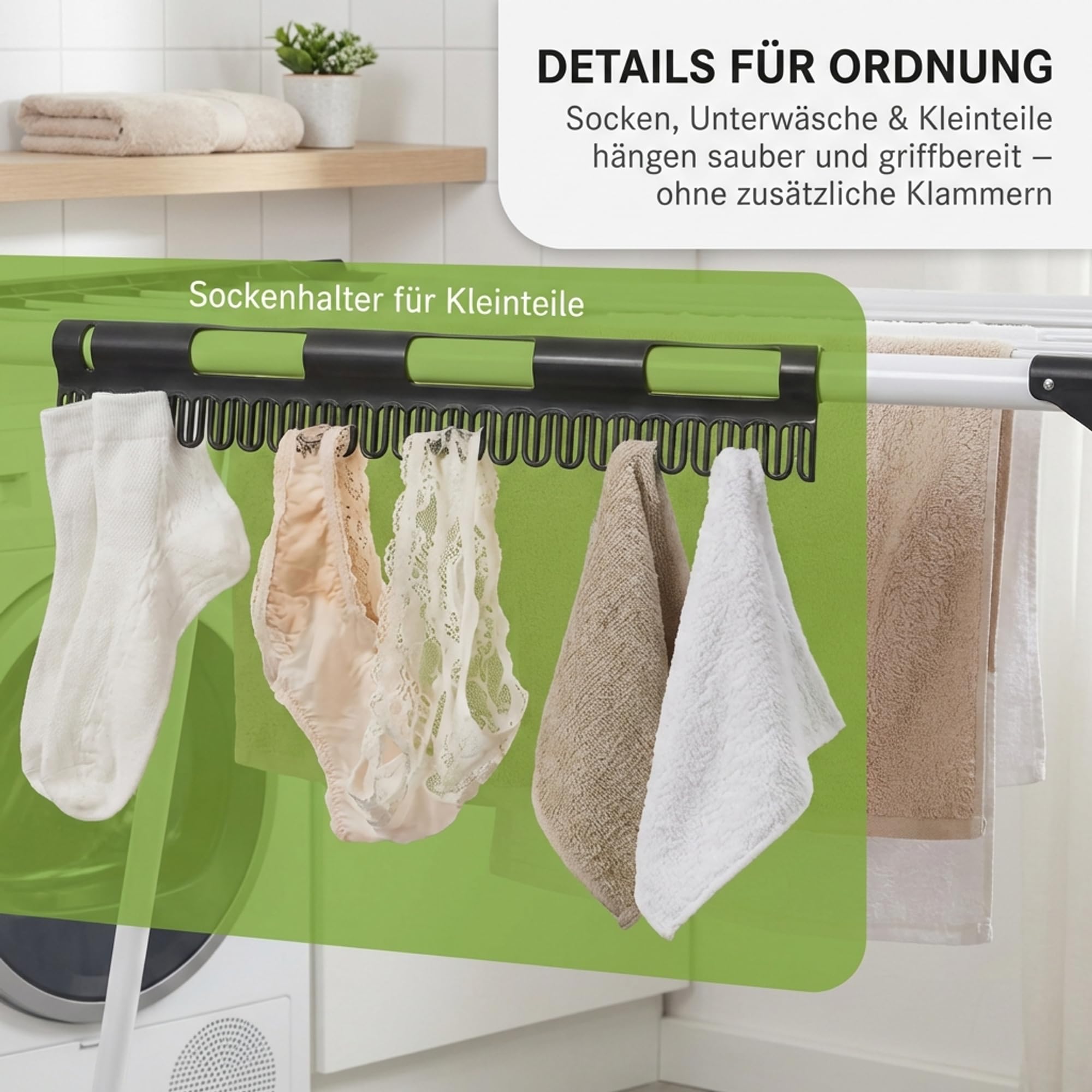 Gardissimo Ausziehbarer Wäscheständer Extend, 21 m Trockenfläche | Ausklappbare Flügel, Extra Dicke Leinen, Integrierte Rollen, Faltbar und Platzsparend