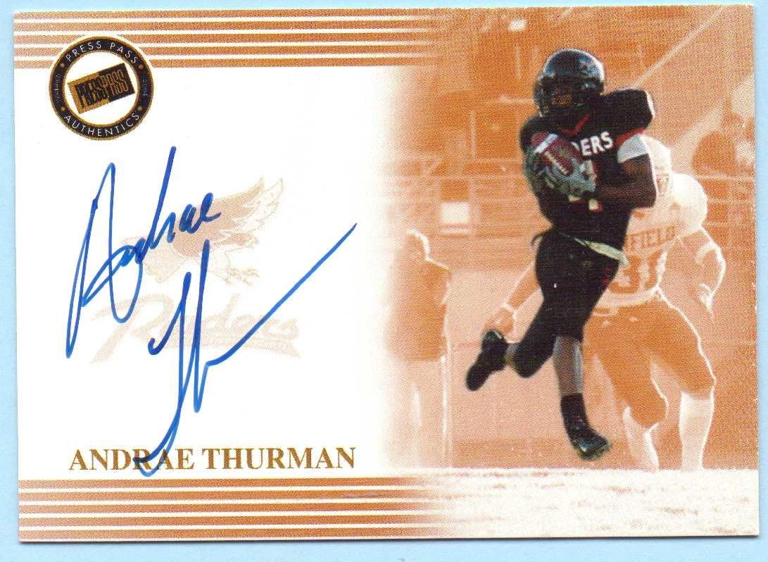Andrae Thurman 2004 Press Pass Rookie Autograph Bronze #44 - New York Giants, On Card