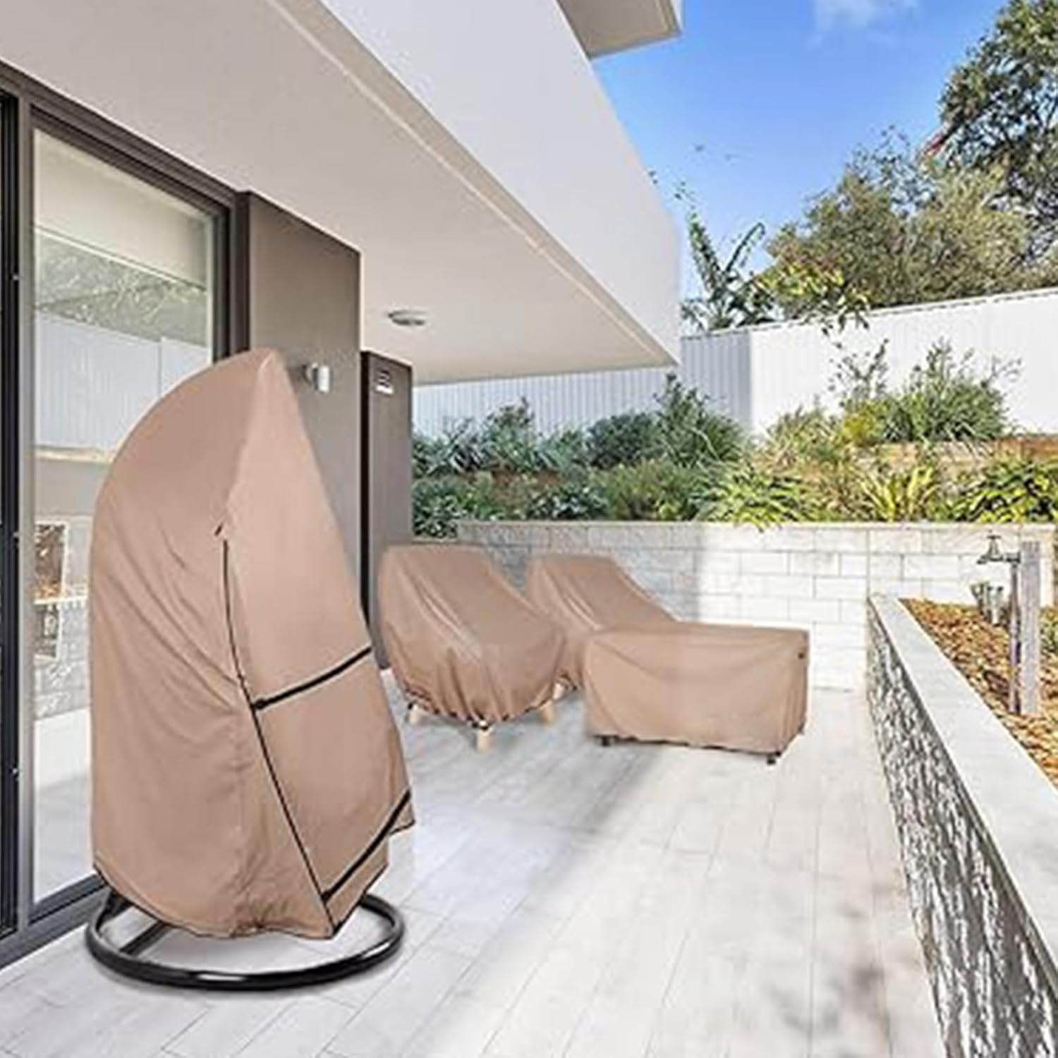 Egg Chair Cover, Weatherproof Protection, Black, Khaki, Waterproof Seat Protector, Patio Chair Covers, Dustproof Design, For Home Garden Backyard Balcony Patio Living Room
