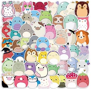 50PCS Water Bottle Stickers for Kids Teens, Squishmallowstickers, Cute Stickers for Water Bottles, Stickers Party Favors, Sticker Book, Animal Stickers For Kids, Vinyl Waterproof Stickers for Laptop Suitcase Skateboard Bike Phone Guitar Luggage notebook, Stickers for Party Supplies Kids Teens