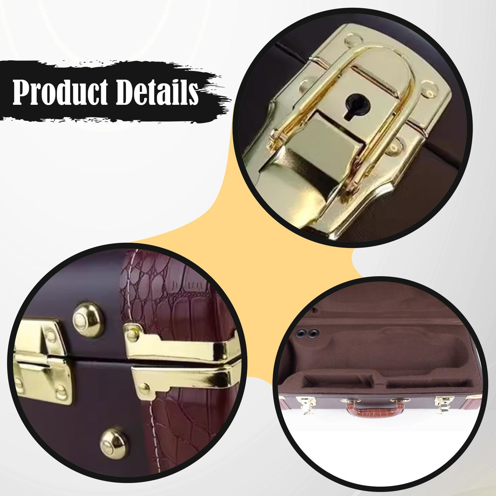 perfeclan Trompetenkoffer, Handtasche, Schutzhülle, tragbar, professionell, Aufbewahrungsbox für Musikinstrumente, ideal für, Bands, Bühnen und mehr, Braun
