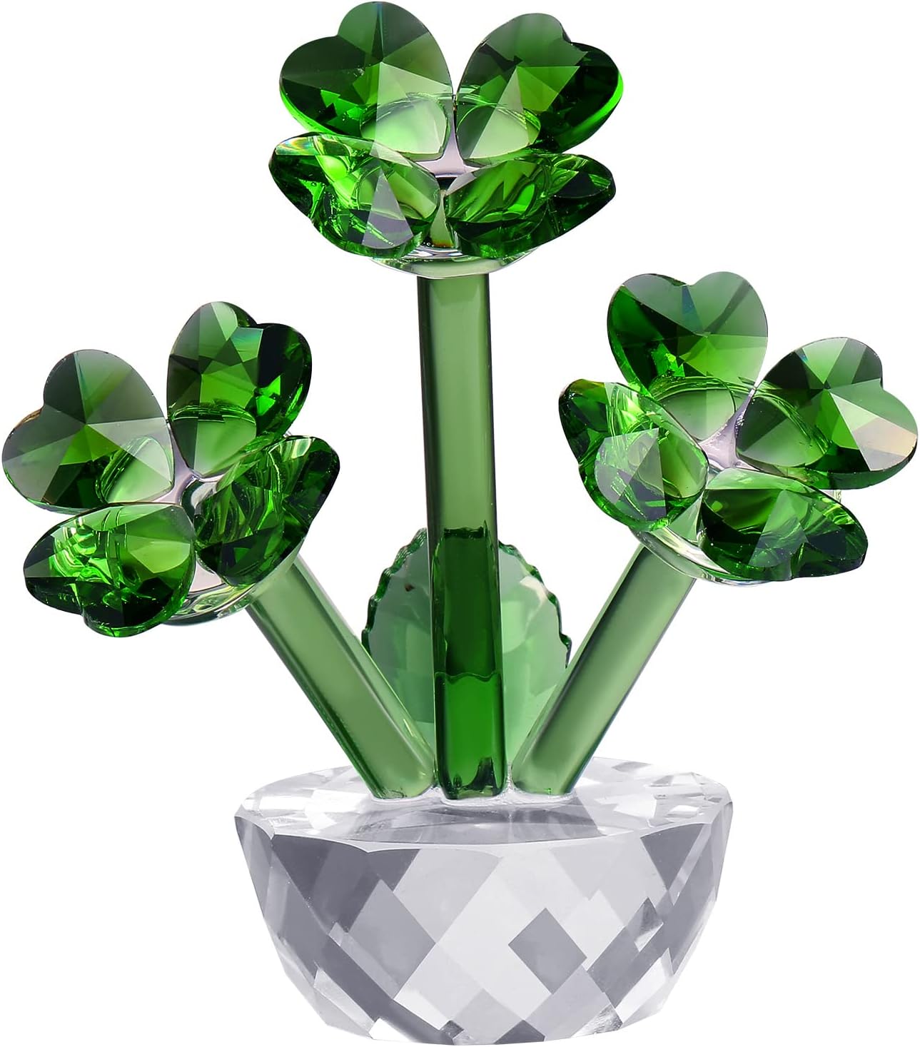 Crystal Four-Leaf Clover Figurine Collectibles Crystal Flower Ornament, Crystal Ornaments Table Home Decor Art Glass Figurines Birthday Gift Wedding Gift : Home & Kitchen