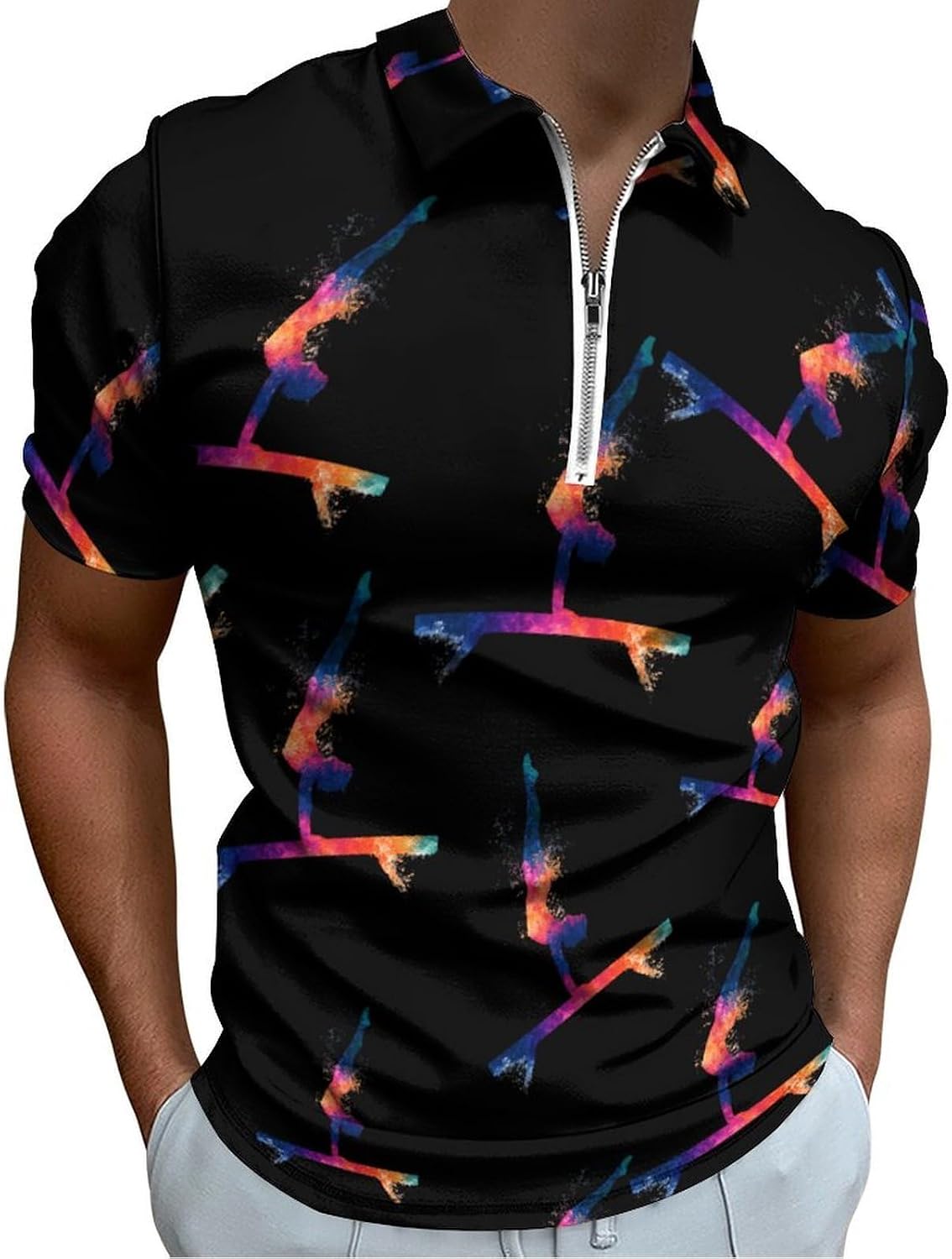 Gymnastics Balance Beam Polo Shirts for Men Short Sleeve Athletic Golf Tees Tops