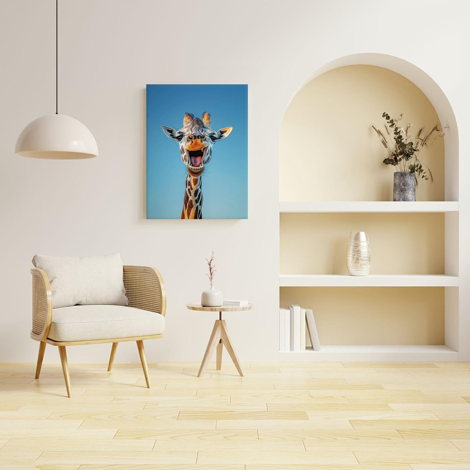 Visual Art Decor Leinwanddruck Giraffen-Motiv – 40x50 Cm, Auf Holzrahmen Gespannt, Fertig Zum Aufhängen