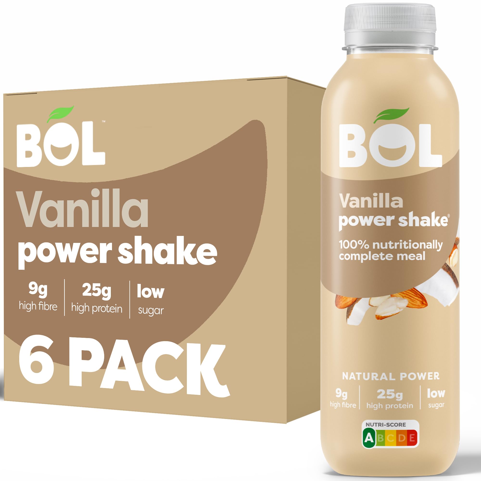 BOL Vanilla Power Shake Ready-to-Drink, 6 x 410ml Bottles