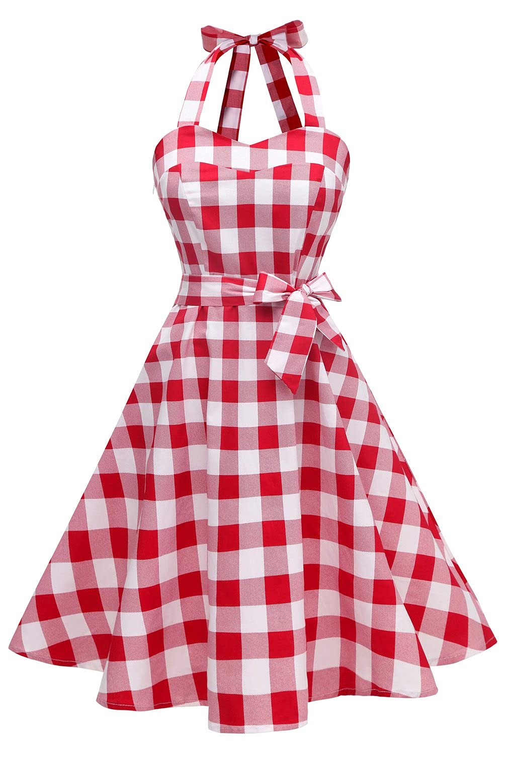 Topdress Women'sVintage Polka Audrey Dress 1950s Halter Retro Cocktail Dress