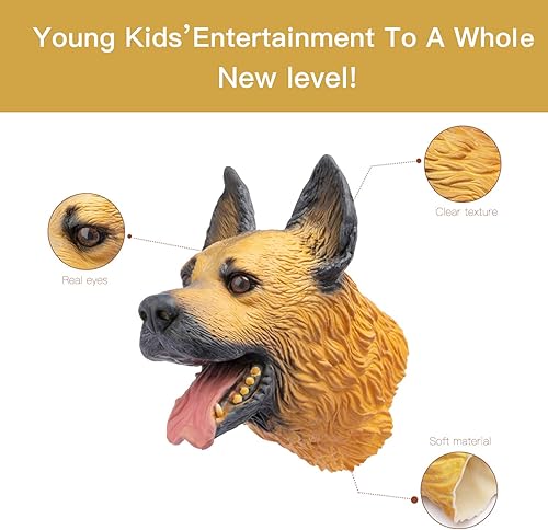 Miniatura 3 de Yolococa Marioneta de mano para perro, juguete realista de látex, suave, para contar historias, juego de rol, suministros de fiesta para niños