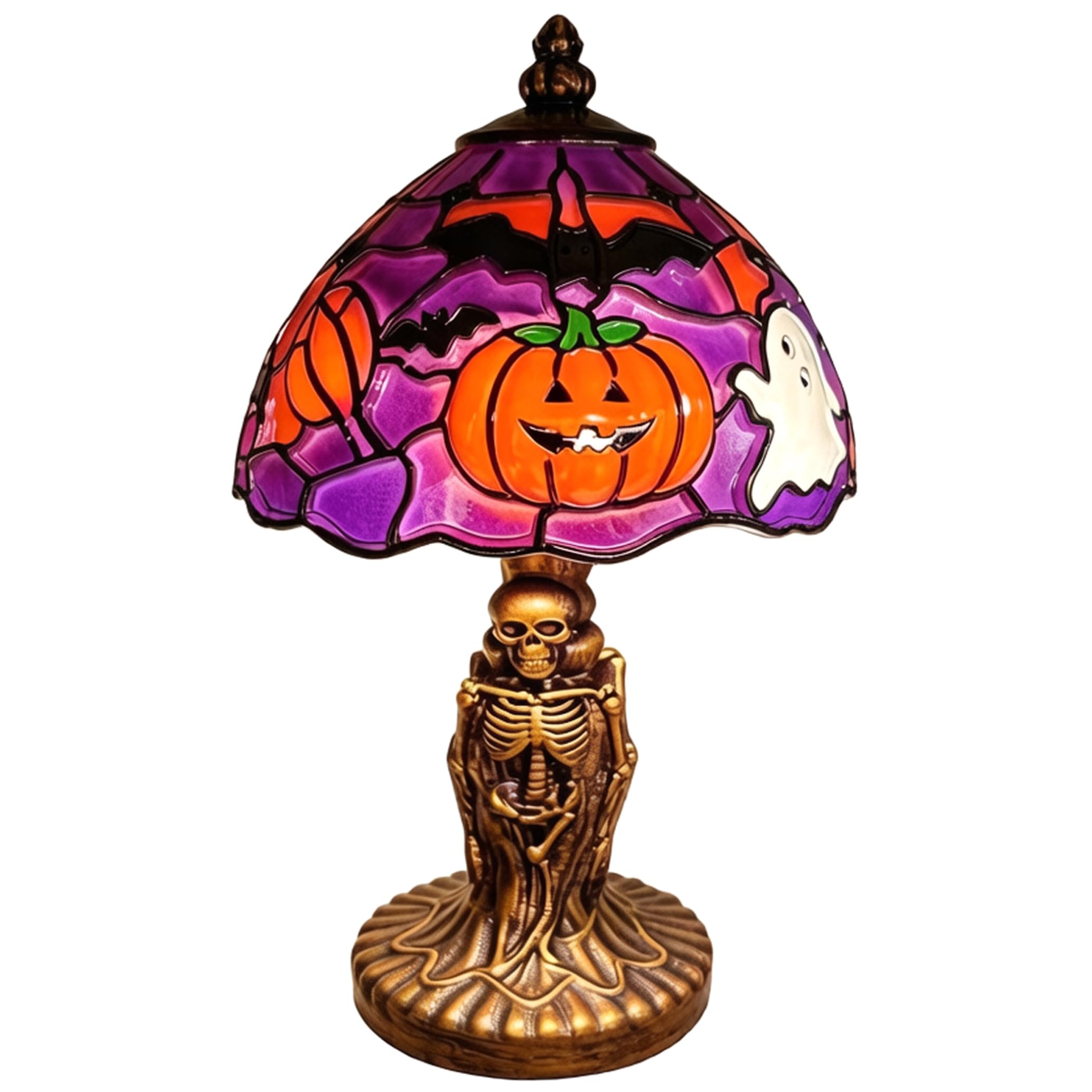 Monwssoe Halloween Table Lamp with Warm Glow - Resin Gothic Witch Decor Night Light for Bedroom, Mantel, Bookshelf, Entryway