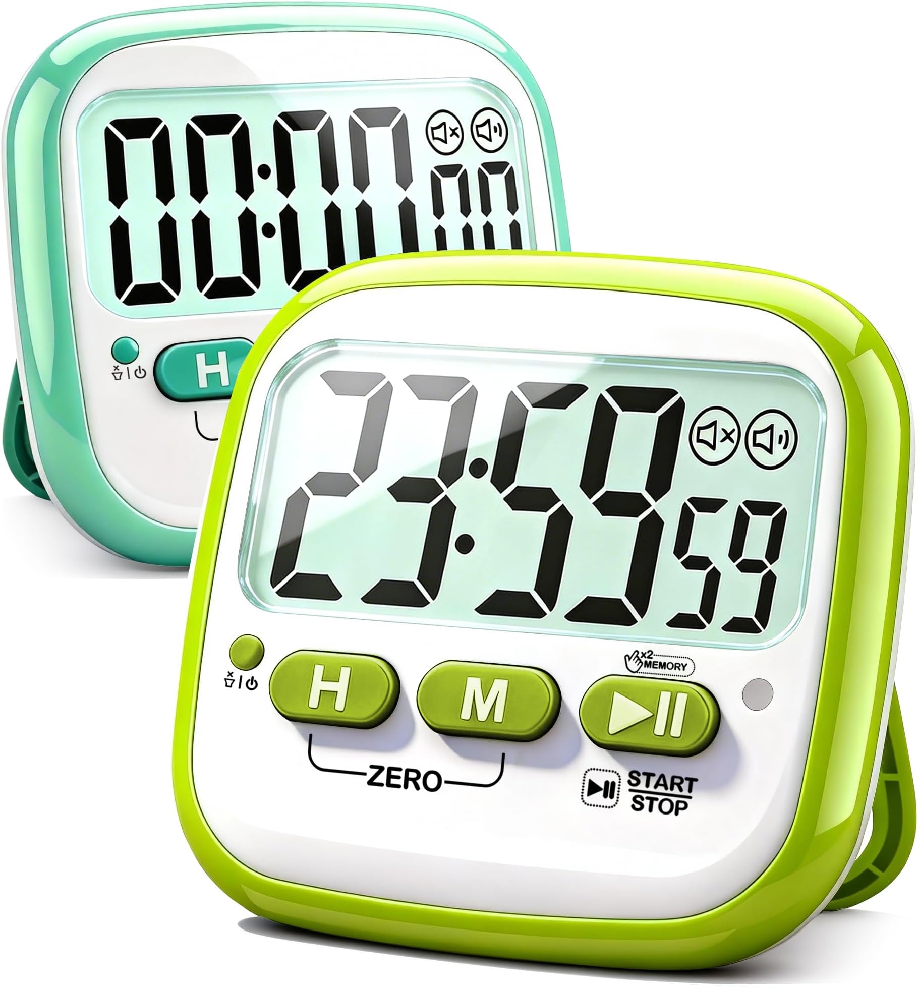 Antonki 2 Pack Classroom Timers for Kids Teachers, Magnetic Countdown Digital Kitchen Timer for Cooking, Study, Exercise, Games, Time Mangement - Loud/Silent Mode - Battery Included