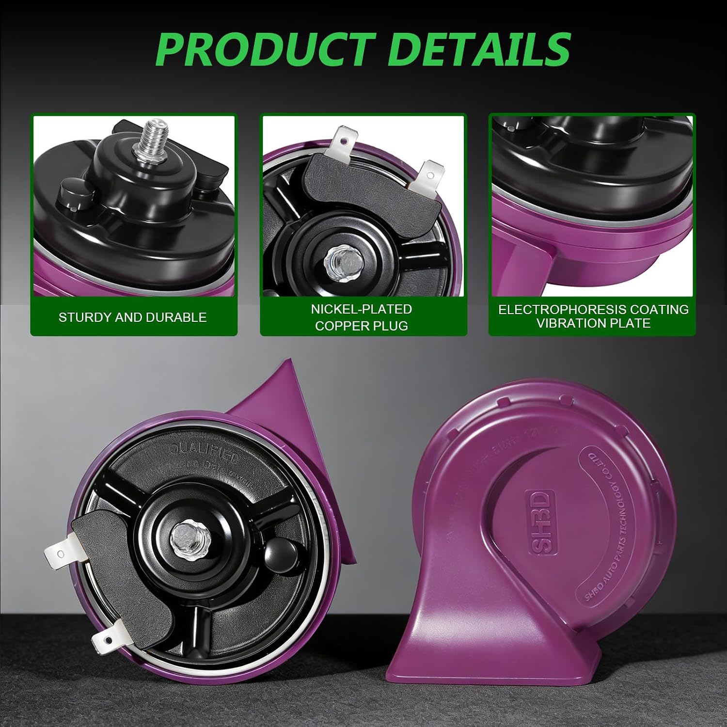Super Loud Car Horns 12V Replacement Horn Kit 2PCS Super Loud electric Snail Horn Dual Tone Universal Air Horn Fit for Any 12V Cars,Trucks,Motorcycles,Van,Pickup(One pair)