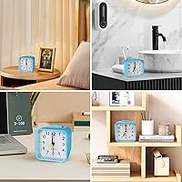 Vista 3 de Reloj despertador analógico pequeño con pilas para baño, reloj de viaje, reloj de noche de escritorio para dormitorios más silenciosos para niños
