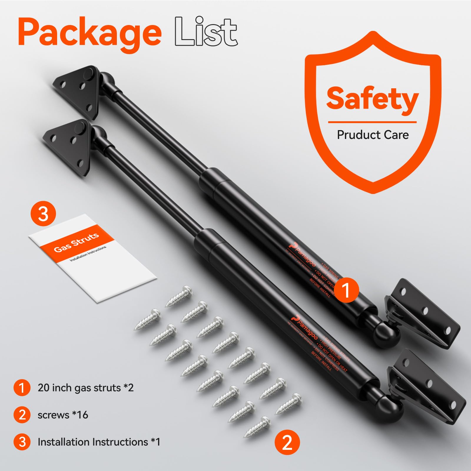 C1608260 Gasdruckfedern, 50,8 cm, 27,2 kg, 50,8 cm, 356N Stoßdämpfer mit Halterung, 2 Stück SPD-gs-5300-60 Feder für Sonnenbett, Wohnmobil, Bett, Reise, Anhänger, Kellertür