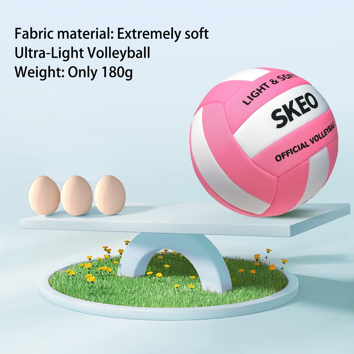 SKEO Silent Soft Volleyball for Indoor, Two Balls, Lightweight Design Safe and Quiet Fabric Volleyball for Youth Beginners, Perfect for House Leisure Yard Training Practice Games(Deflated)