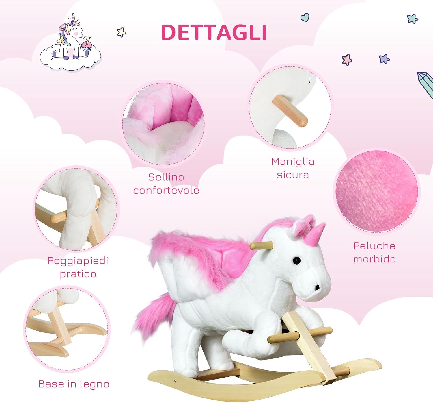 Soft Plush Rocking Horse Toy for Indoor Seating and Gentle Motion Play – Classic Animal-Themed Decorative Accent
