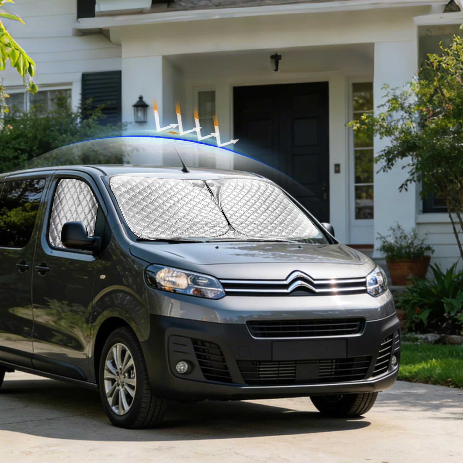Parasole per parabrezza auto, per Opel Vivaro per Peugeot, Citroen 2019-2025, magnetiche, termiche, interne, set da 3 pezzi, copertura solare ispessita