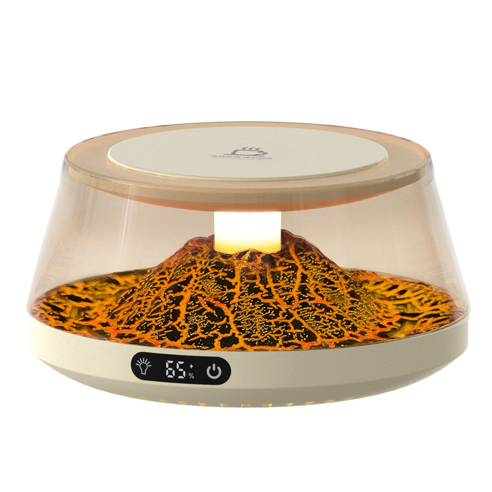 Volcanic Lavas Coffee Warmer Smart Cup Warmer with Colorful Lights, 4 Temperature Adjustment, Digital Display Heating Cup Pad Desk Drink Warmer Automatic Shut-Off Safety for Home Office White