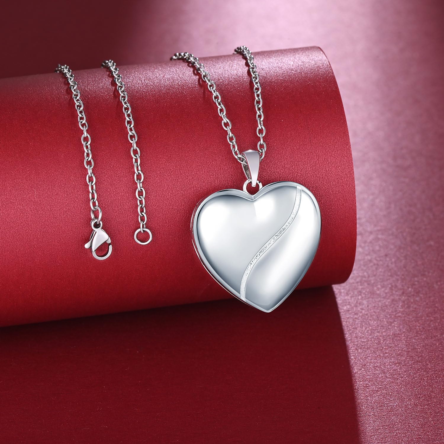 Collier médaillon photo pour femme en argent sterling 925 avec pendentif en forme de cœur