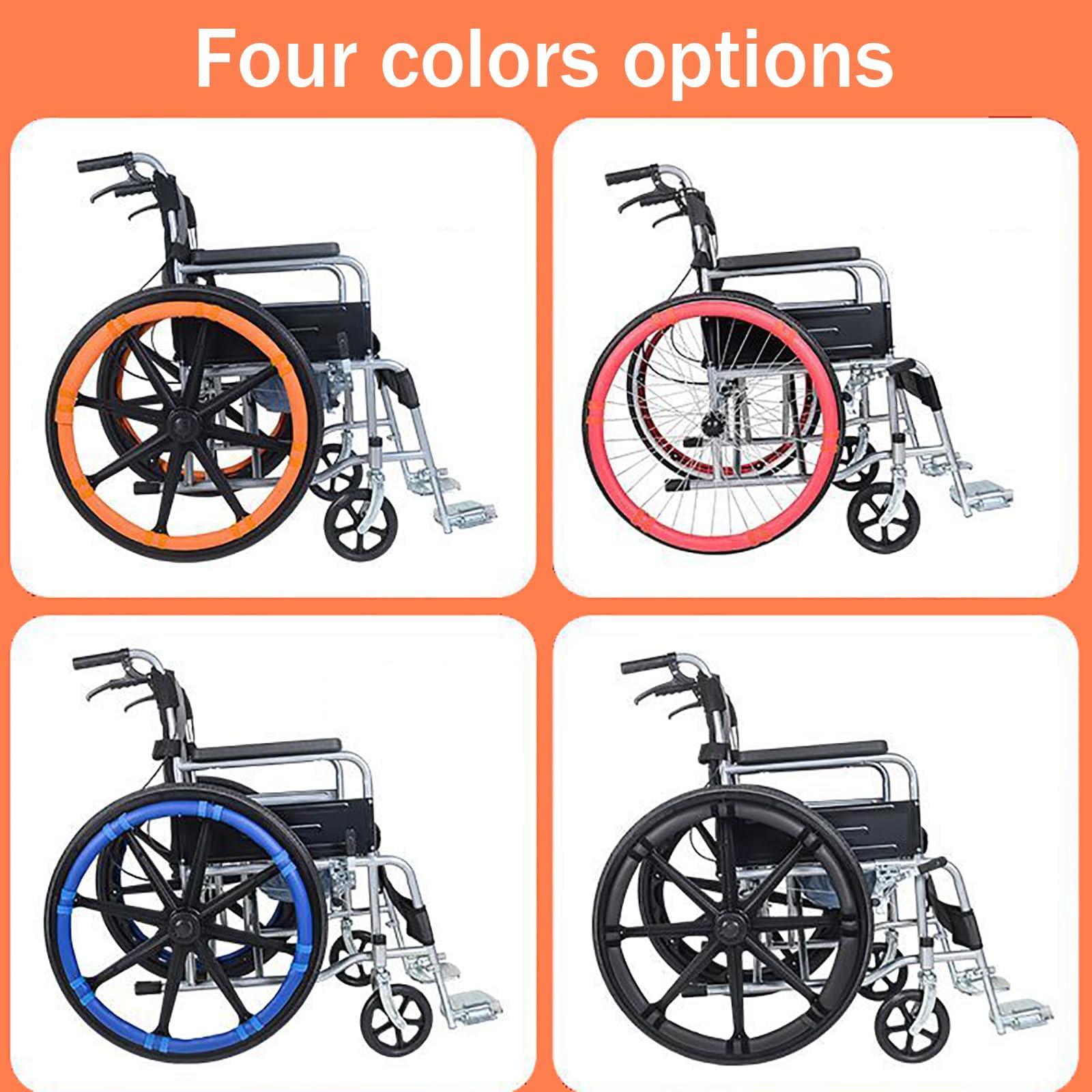 Cubiertas para Llantas de Silla de Ruedas (22/24 Pulgadas), 1 par, Cubiertas para Llantas de Empuje de Silla de Ruedas, Cubierta para Empuje Manual de Silla de Ruedas, Cubierta Pro