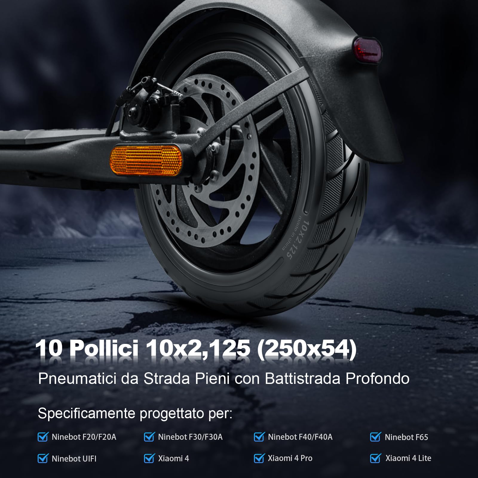 10 x 2,125 Pneumatico Solido per Segway Ninebot F20 F25 F30 F40 /Ninebot uifi Ruote Monopattino Electtrico10 Pollici Ruote di Ricambio Anteriori o Posteriori Antiscivolo Antiforatura (2 Pezzi)