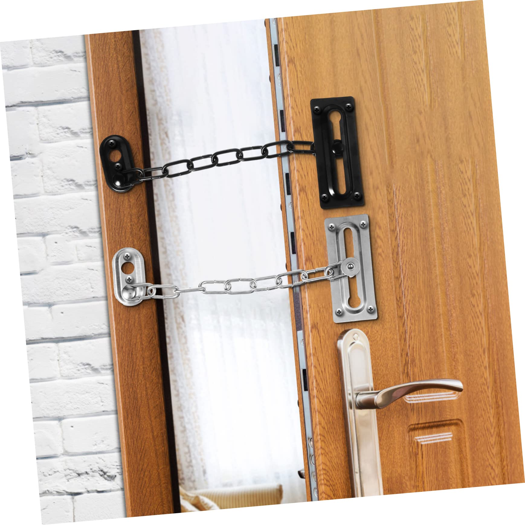 Operitacx Cerradura de Cadena de Puerta Antirrobo, Bloqueador de Puertas Antirrobo, Acero Inoxidable, 4 Piezas, Fácil Instalación para Casas y Apartamentos