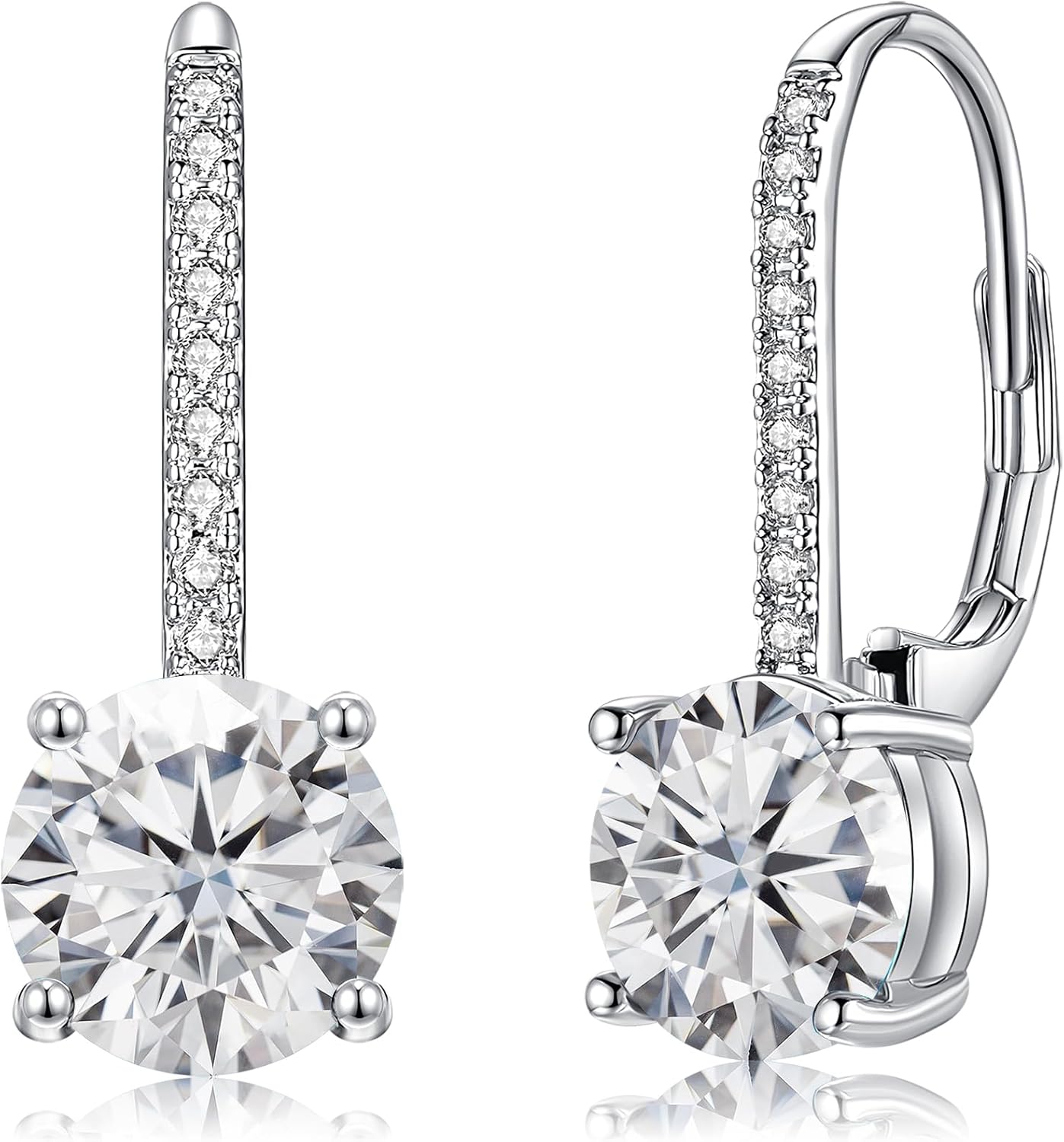 CiNily Round Cut Drop Dangle Earrings for Women Hypoallergenic, Multi-color Cubic Zirconia Earrings Diamond Dangle Earrings Jewelry Gifts for Mothers Day 14K White Gold, Yellow Gold, Rose Gold