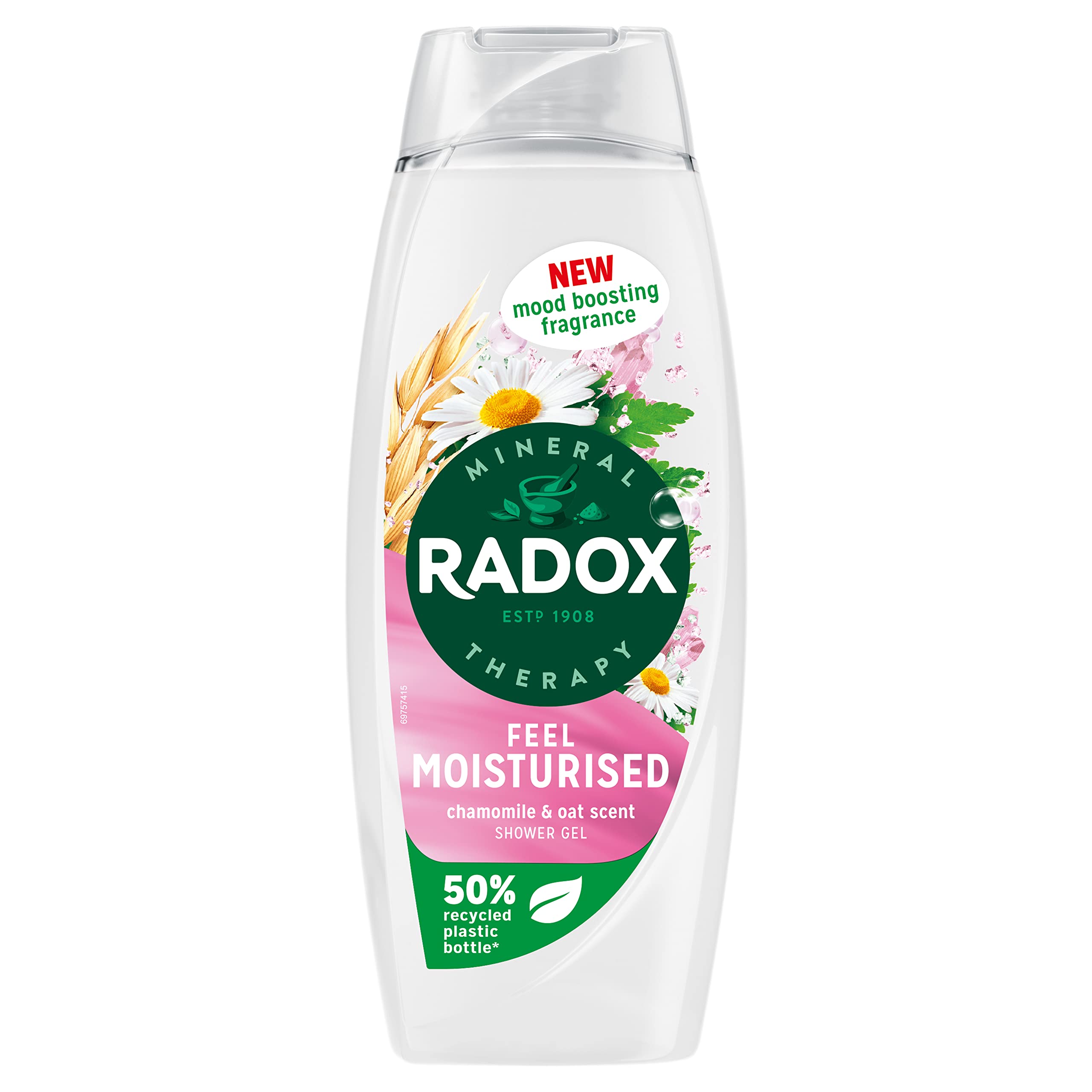 Radox Mineral Therapy Feel Moisturised shower gel with a chamomile & oat fragrance body wash for a soothing shower experience 450 ml