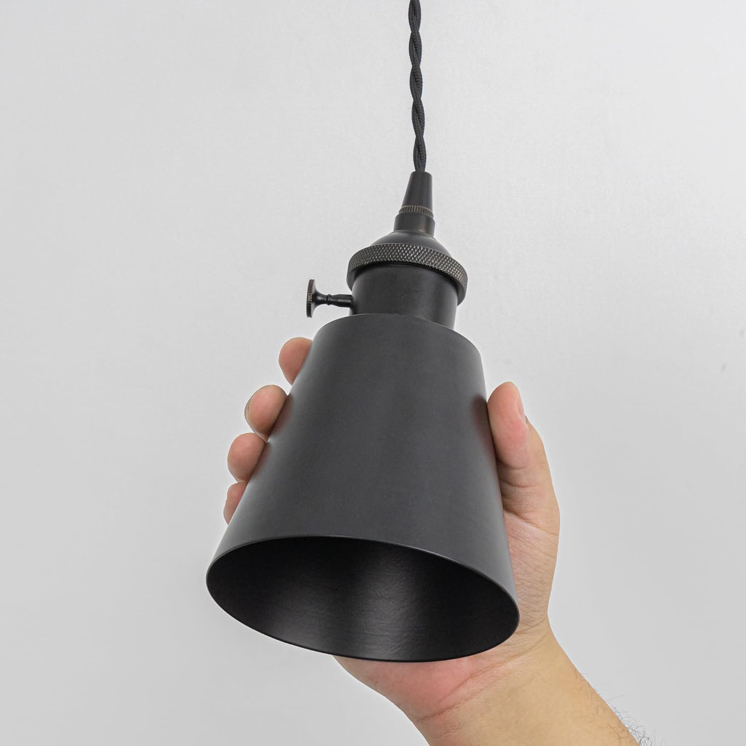 Set Three Adjusted Cable J-Type Track Lamp E26 Switch Base Metal Shade Simple Black Pendant Lighting for Kitchen Dining Room(No Bulb, Track)