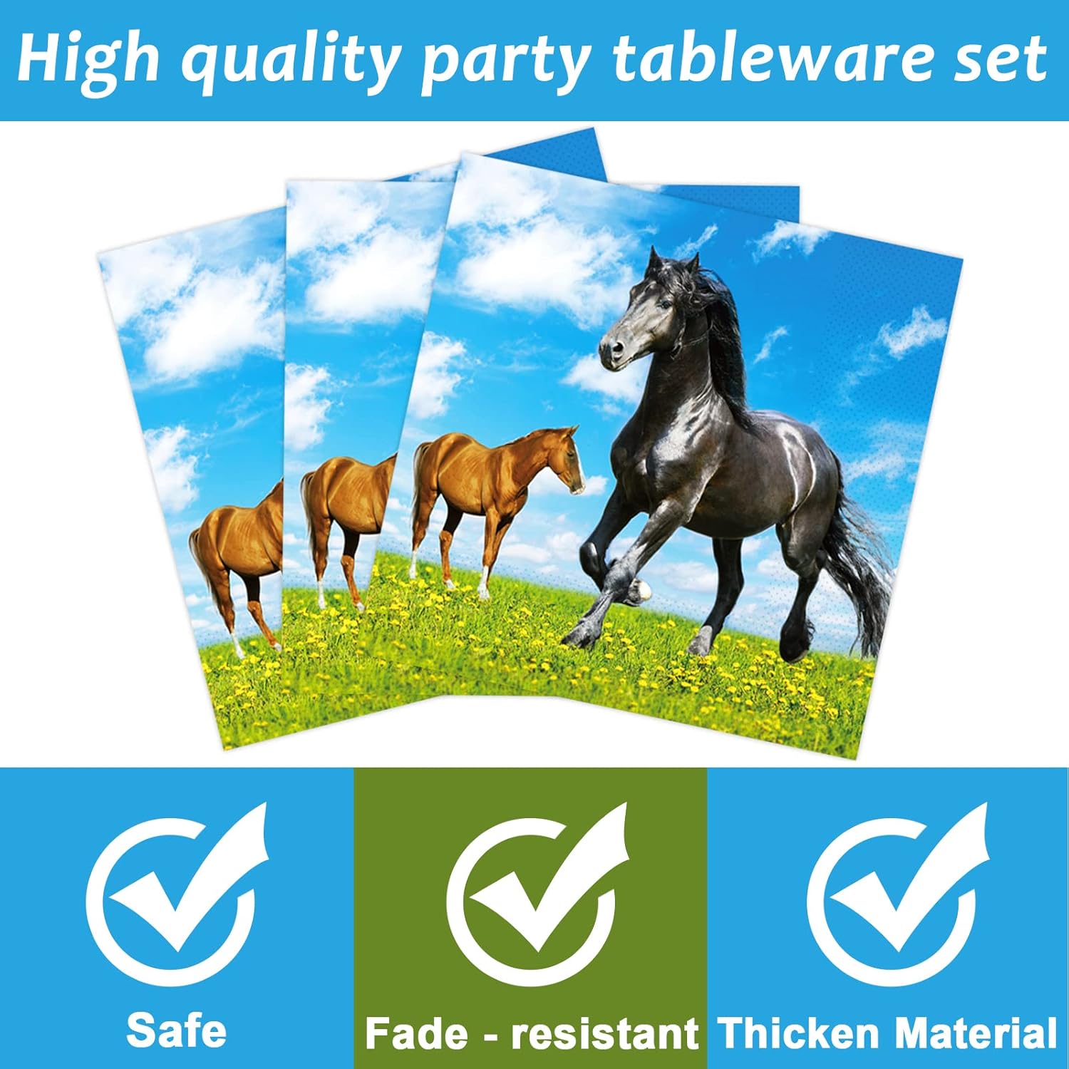 gisgfim 96 Pcs Horse Party Plates and Napkins Party Supplies Kentucky Horse Party Tableware Set Wild Horse Derby Day Theme Party Decorations Favors for Girls Boys Birthday Baby Shower Serves 24 - Image 3