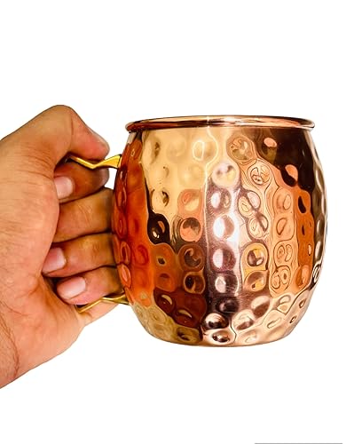 Miniatura 5 de Moscow Mule Copper Mugs-Set of 2 Hammered Copper Cups,100% HANDCRAFTED Food Safe Pure Solid Copper Mugs - 16 oz Gift Set, Stainless Steel Lining,