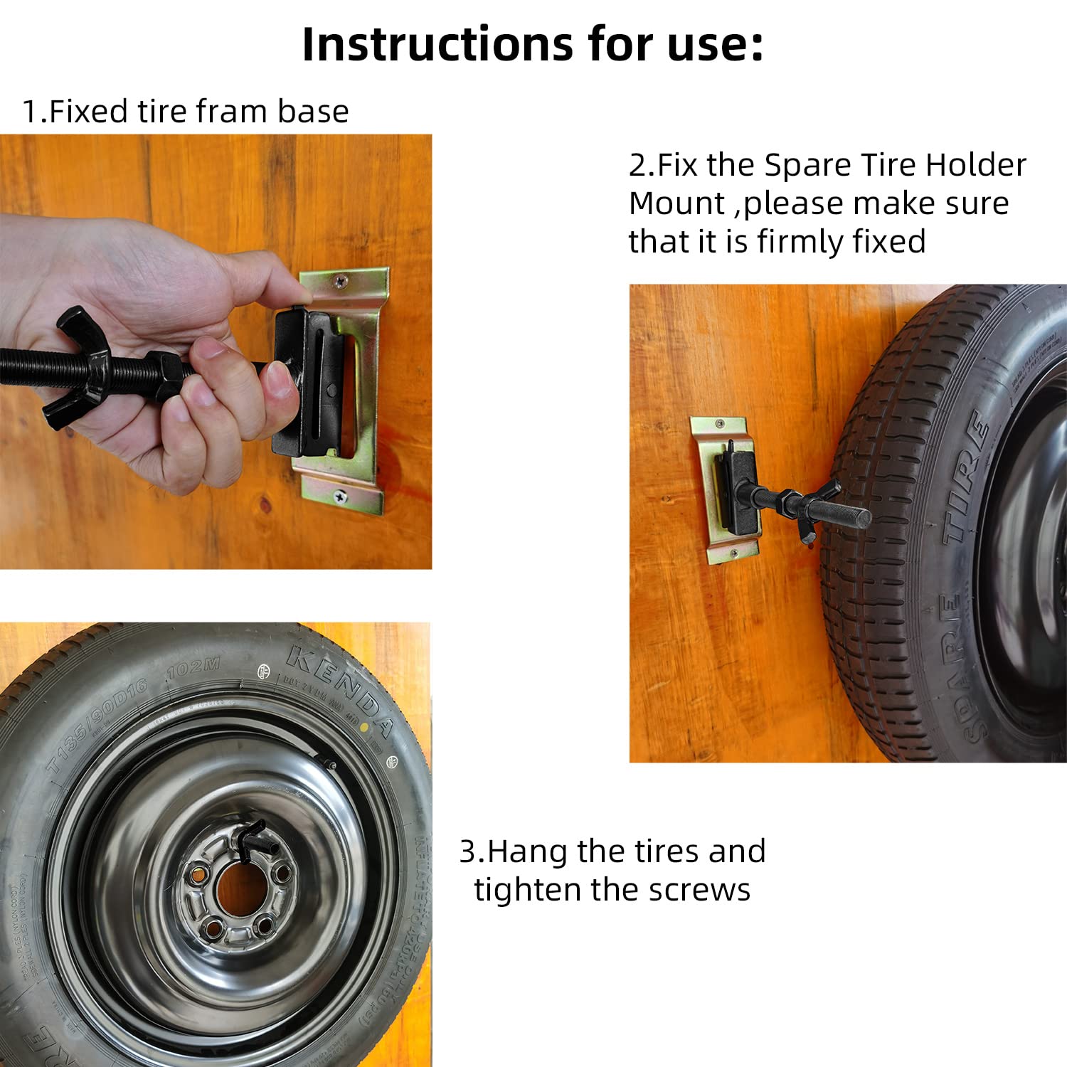 POROHOM 2 Pack E Track Spare Tire Holder Mount for X-Track Tie Down Anchor Points Bolt Hanger Spare Wheel Carrier Etrack Rail System Accessories for Enclosed Trailers, Trucks, Semis, Garages (Black)